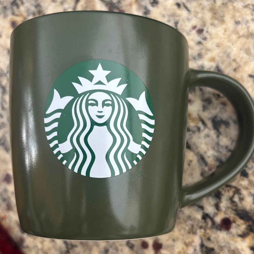 Starbucks Dark Olive Green Ceramic Mug with White Logo